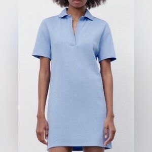 Zara Light Blue Mini Dress with Open Collar
